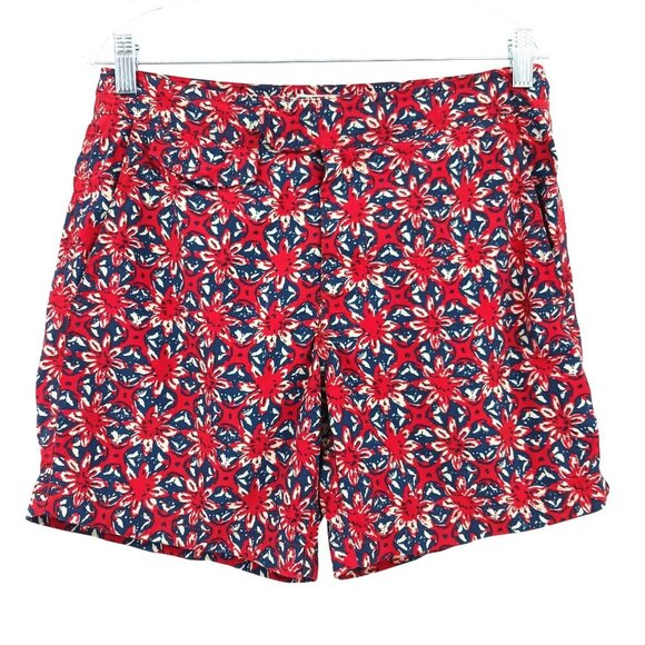 J. Crew Floral Swim Trunks Red Blue Size 30 - Picture 1 of 12